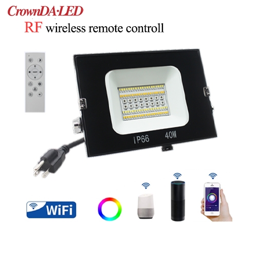 ETL approved WIFI & RF Wireless remote control RGB+CCT floodlights LED 40W 60W 80W 100W 5 years warranty